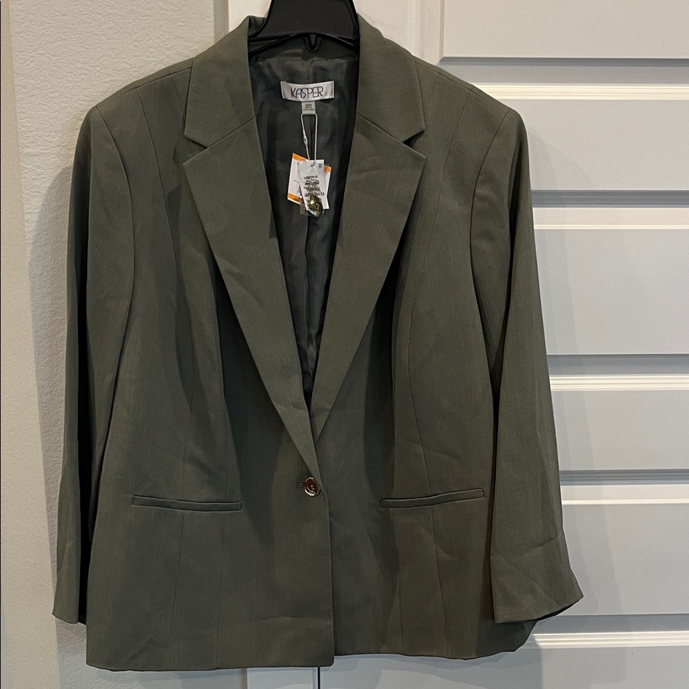 Kasper Women's Dark Sea Stone Plus Size Blazer